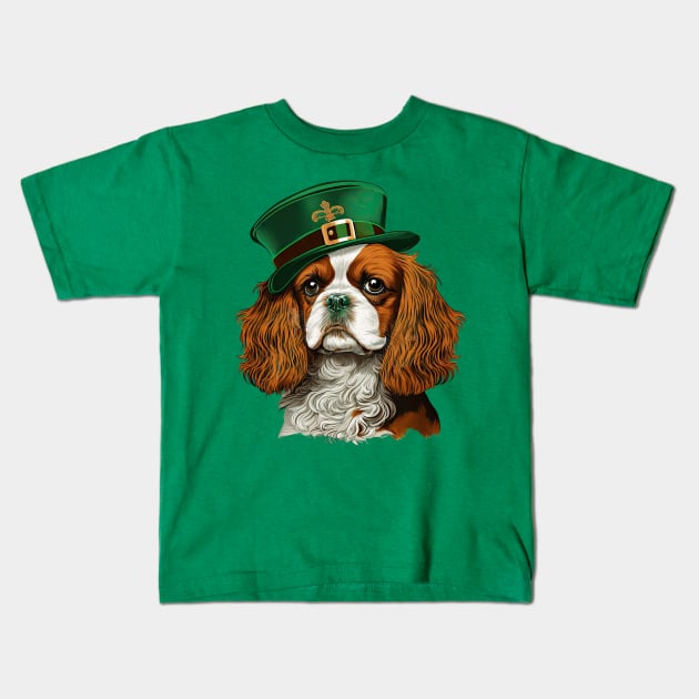 King Spaniel St. Patrick's Day Kids T-Shirt by JayD World